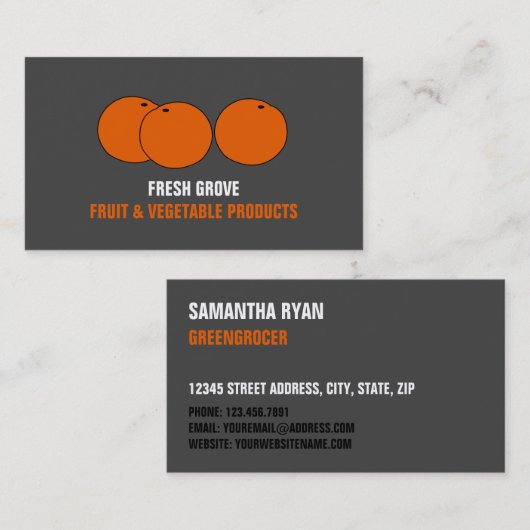 Orangen, Grünfutter Visitenkarte (Vorne/Hinten)