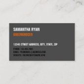 Orangen, Grünfutter Visitenkarte (Rückseite)