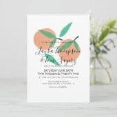 Orangen Hand gezeichnete Zitrusgrün Hochzeit Einladung (Stehend Vorderseite)