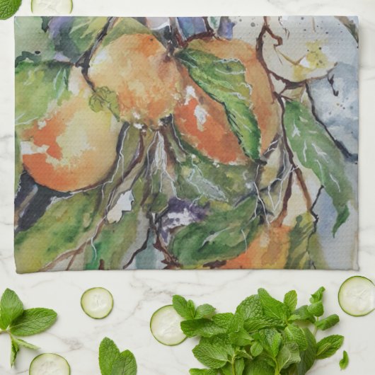 Orangen im Baum. Geschirrtuch (Gefaltet)