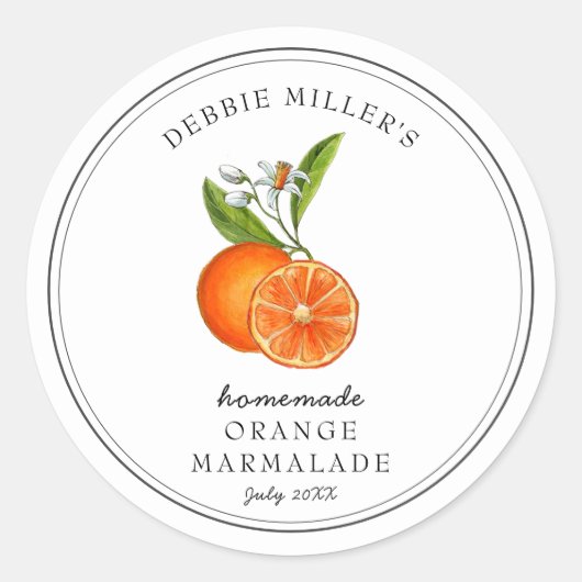 Orangen im Vintagen Stil auf weißer Marmelade Runder Aufkleber (Vorderseite)