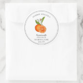 Orangen im Vintagen Stil auf weißer Marmelade Runder Aufkleber (Tasche)