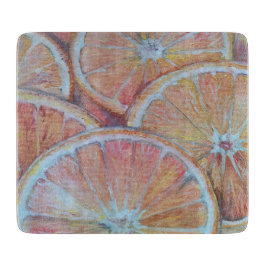 Orangen in Scheiben Schneidebrett