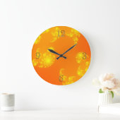 Orangen-Julia-Fraktal-abstrakte Kunst-Wand-Uhr Große Wanduhr (Zuhause)