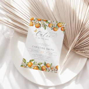 Orangen Kleine Süsse ist auf dem Weg Babydusche Einladung