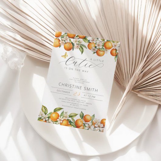 Orangen Kleine Süsse ist auf dem Weg Babydusche Einladung