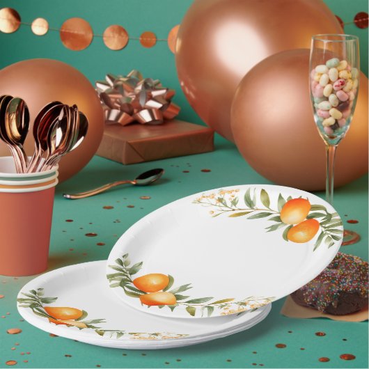 Orangen Kleine Süsse Kinderdusche Pappteller (Multi)