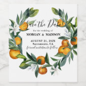 Orangen Kranz Hochzeit Speichern Sie das Datum Wei Weinetikett (Einzelnes Label)