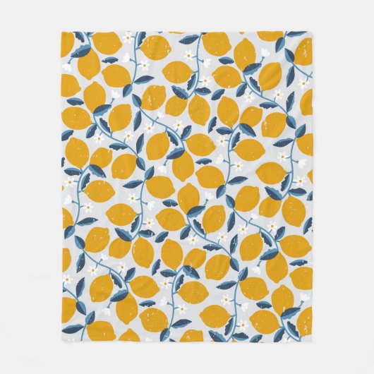 Orangen, Mandarinen: Vintages Blumenmuster. Fleecedecke (Vorderseite)