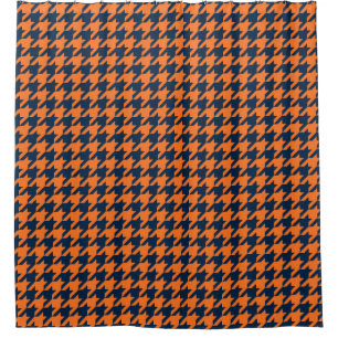 Orangen-/Marine-Blau-Hahnentrittmuster Duschvorhang