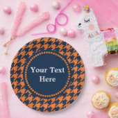 Orangen-/Marine-Hahnentrittmuster Pappteller (Party)