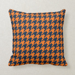 Orangen-/Marine-Hahnentrittmusterthrow-Kissen Kissen