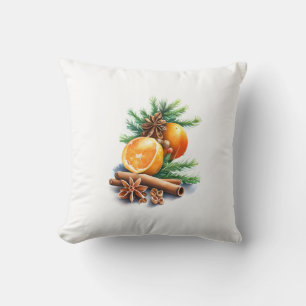 Orangen mit Cloves und Zimt neben Brünn Verlassen Kissen