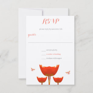 Orangen Mohn & Hummeln Hochzeit RSVP Einladung