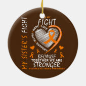 Orangen MS Ribbons Herzbeschwerden Multiple Sklero Keramik Ornament (Hinten)