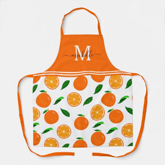 Orangen Muster Monogramm Schürze (Vorderseite)