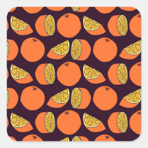 Orangen nahtlose Muster, Vintage Textur. Quadratischer Aufkleber