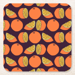 Orangen nahtlose Muster, Vintage Textur. Rechteckiger Pappuntersetzer