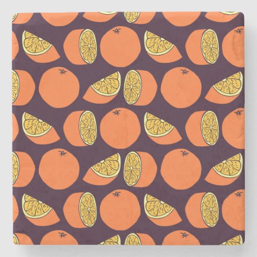 Orangen nahtlose Muster, Vintage Textur. Steinuntersetzer (Vorderseite)