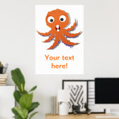 Orangen-Oktopus-Cartoon Poster (Heimbüro)