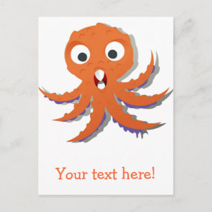 Orangen-Oktopus-Cartoon Postkarte
