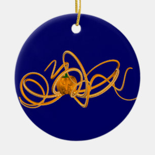 Orangen-Oktopus Keramik Ornament