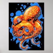 Orangen-Oktopus Poster (Vorne)