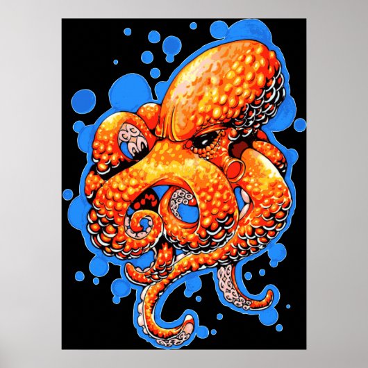 Orangen-Oktopus Poster (Vorne)