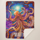 Orangen-Oktopus | Vollmond mit Personalisiertem Na Sherpadecke (Vorderseite)