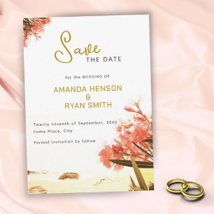 Orangen Oleander Blumen Strandhochzeit Save The Date