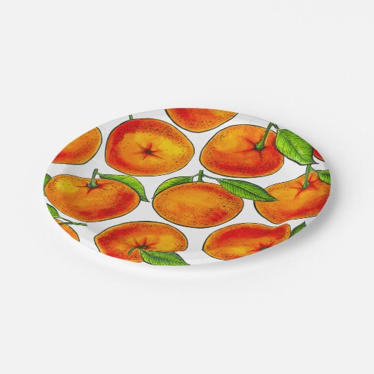 Orangen Pappteller (Schrägansicht)