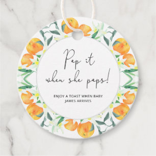 Orangen Pop es, wenn sie Pop Baby Dusche Geschenkanhänger