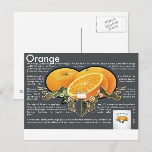 Orangen Postkarte (Vorne/Hinten)