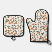 Orangen-Pot-Set Ofenhandschuh & Topflappen-Set (Vorderseite)