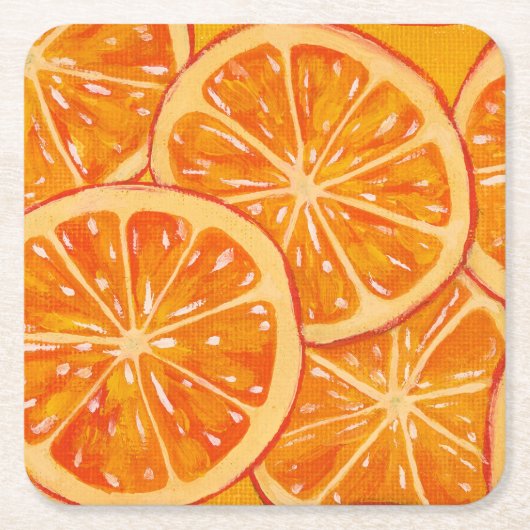 Orangen Rechteckiger Pappuntersetzer (Vorderseite)