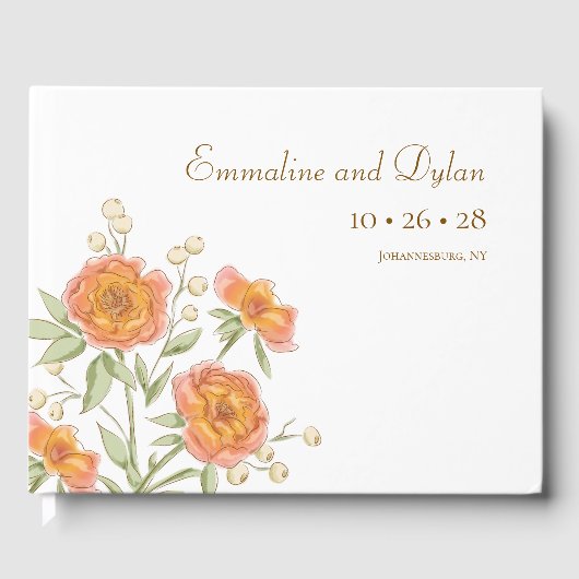 Orangen-Rosen-Hochzeit Gästebuch (Vorderseite)