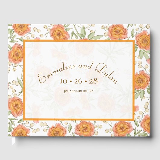 Orangen-Rosen-Hochzeit Gästebuch (Vorderseite)