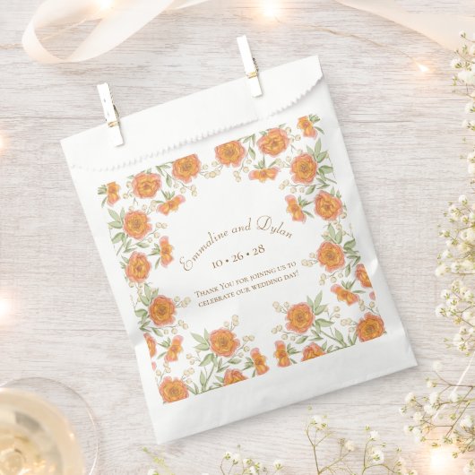 Orangen-Rosen-Hochzeit Geschenktütchen (Ausgeschnitten)
