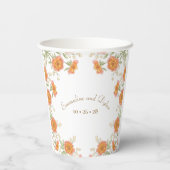 Orangen-Rosen-Hochzeit Pappbecher (Rückseite)