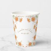 Orangen-Rosen-Hochzeit Pappbecher (Vorderseite)