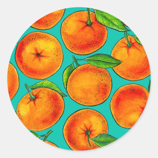 Orangen Runder Aufkleber (Vorderseite)