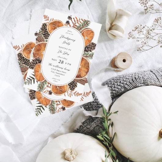 Orangen Rustikale Feiertage Erntedank Abendessen Einladung