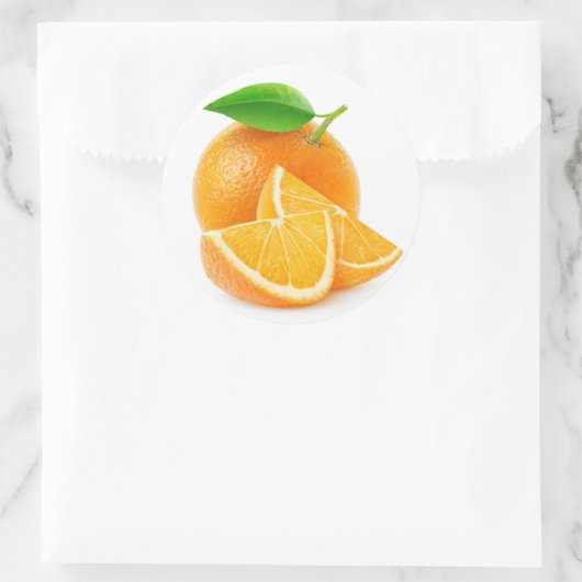 Orangen schneiden runder aufkleber (Tasche)