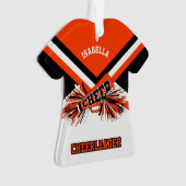 Orangen-, Schwarz- und WeißCheerleader Ornament (Vorderseite)