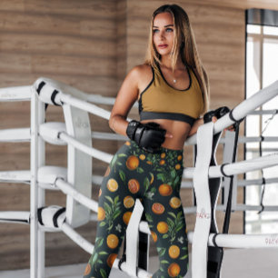 Orangen, schwarze Früchte Gemustert   LEGGINGS