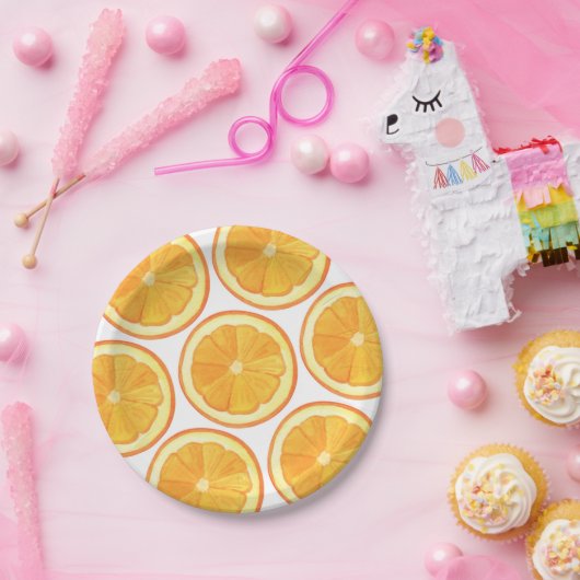 Orangen - Teller aus Papier (Party)