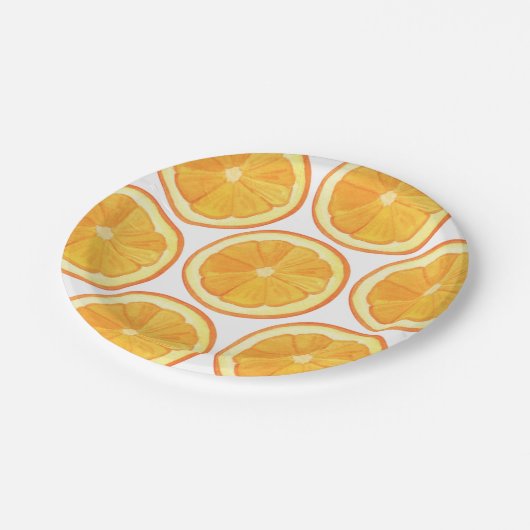 Orangen - Teller aus Papier (Schrägansicht)