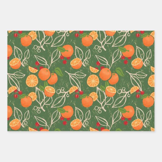 Orangen und Beeren Geschenkpapier Set (Vorderseite 2)