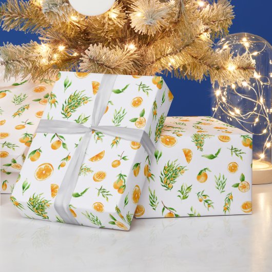 Orangen- und Blattmuster Geschenkpapier (Feiertage)