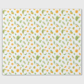 Orangen- und Blattmuster Geschenkpapier (Flach)